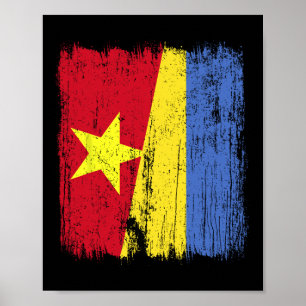 Vietnam Ukraina Halv Flagga Vietnamesisk Ukrainsk  Poster