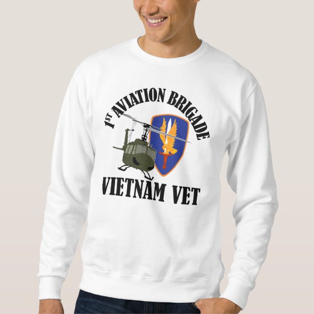Vietnam Vet - 1st AVNBDE UH-1 Lång Ärmad Tröja (Framsida)
