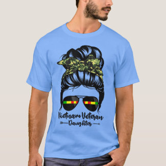 Vietnam Veteran DaughMessy Bun Hair Funny Vete T Shirt