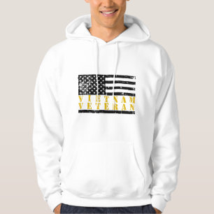 Vietnam-veteran gul text slitna amerikanska flagga hoodie