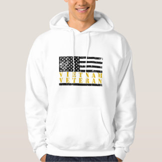Vietnam-veteran gul text slitna amerikanska flagga hoodie