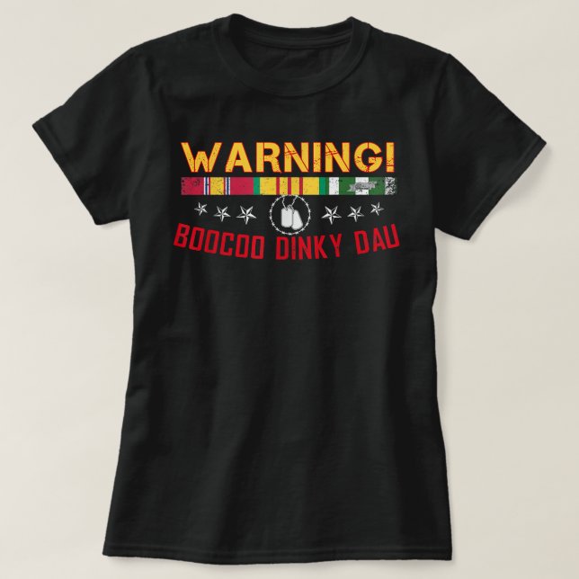 Vietnam Veteran Shirt Boocoo Dinky Dau Tee (Design framsida)