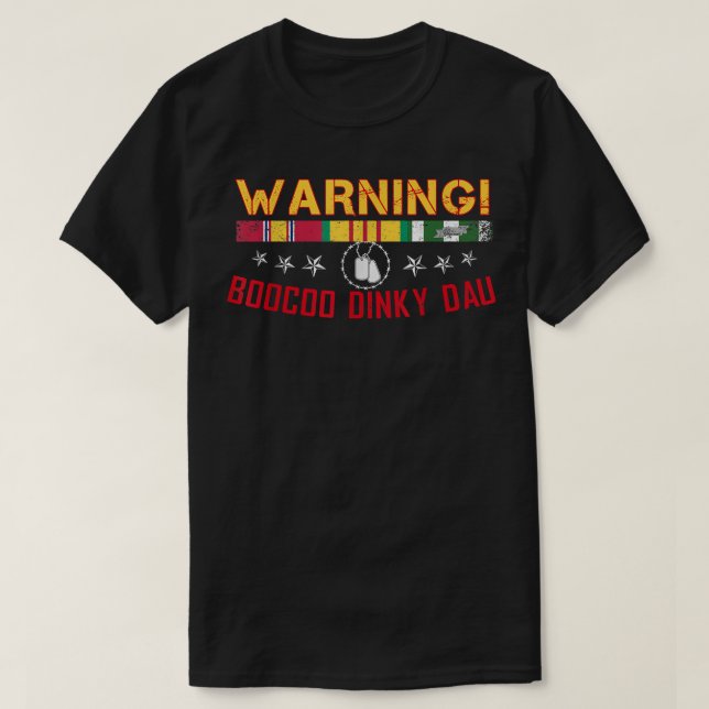Vietnam Veteran Shirt Boocoo Dinky Dau Tee (Design framsida)