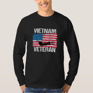 Vietnam Veteran Transport Helicopter  US Flag T Shirt