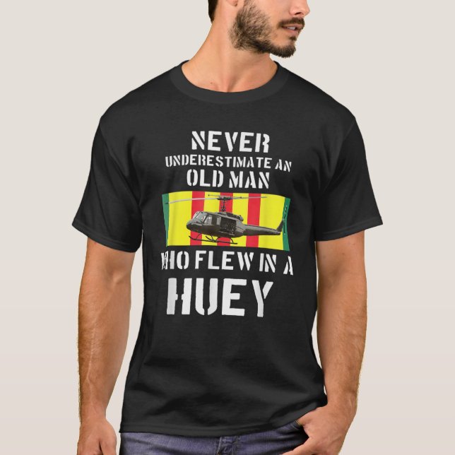 Vietnam Veteran Vet ÖE-1 Huey Helicopter  T Shirt (Framsida)