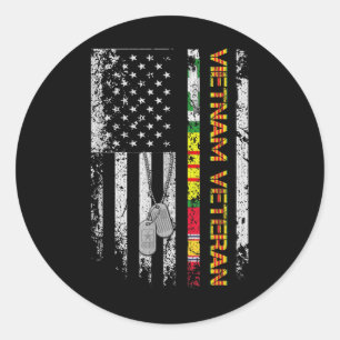 Vietnam Veteran Vintage Flagga Memorial Patriotic Runt Klistermärke