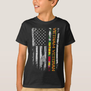 Vietnam Veteran Vintage Flagga Memorial Patriotic T Shirt