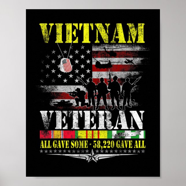 Vietnam Veteran Vintage Flagga Memorial Veterans Poster (Framsidan)