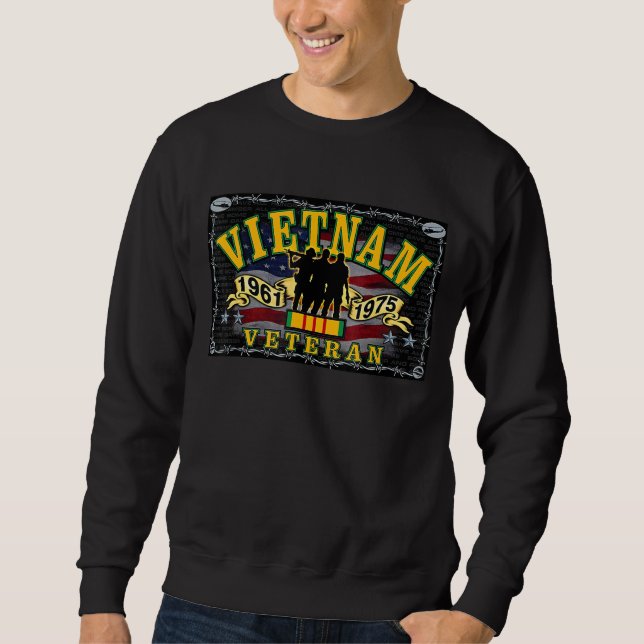 Vietnam Veteran Vintage Lång Ärmad Tröja (Framsida)