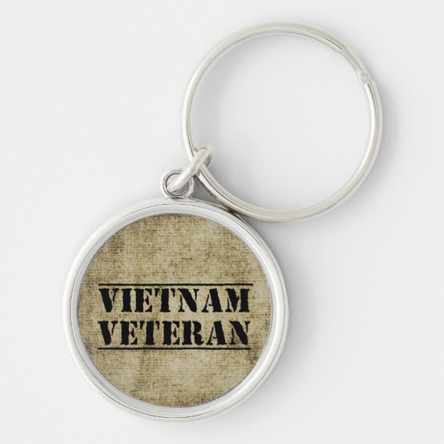 Vietnam veteranmilitär rund silverfärgad nyckelring (Framsidan)