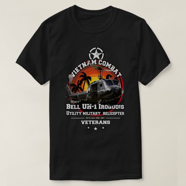 Vietnam Veterans Bell UH1 Irokvois Helicopters T Shirt (Design framsida)