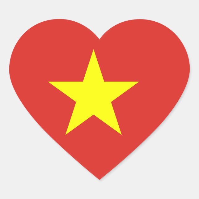 Vietnam (Vietnam) Flagga Hjärtformat Klistermärke (Framsida)