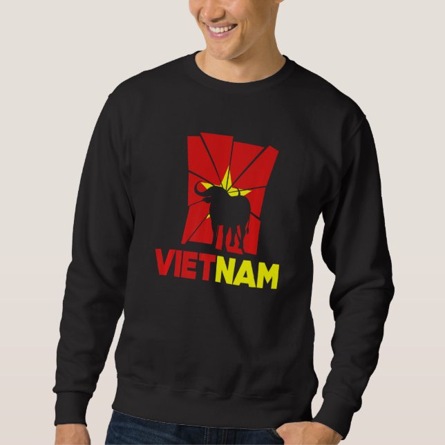 Vietnam Vietnamese Vietnam Flag National Animal Si Lång Ärmad Tröja (Framsida)