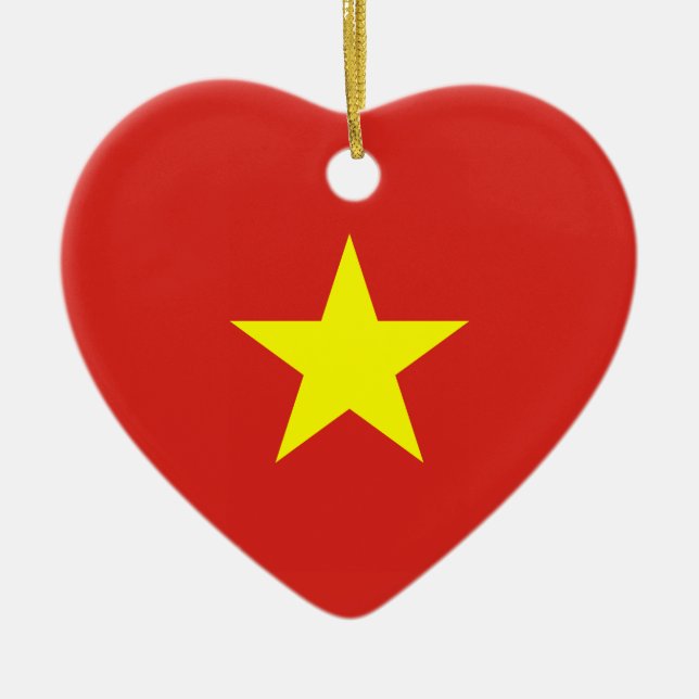 Vietnam - vietnamesisk flagga julgransprydnad keramik (Framsidan)