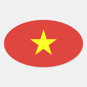 Vietnam - Vietnams Flagga Ovalt Klistermärke
