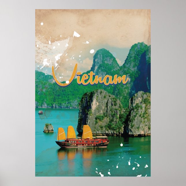 Vietnam vintage semesteraffisch poster (Framsidan)