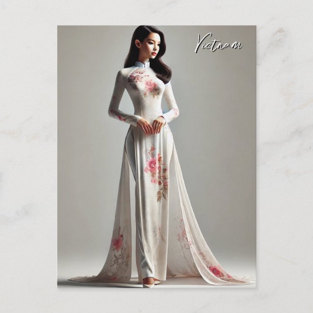 Vietnam Woman i Ao Dai Vykort (Framsida)
