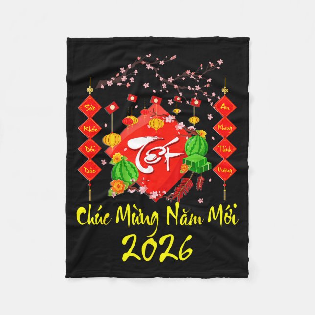 Vietnamese Lunar New Year 2026 Tet Viet Chuc Mung  Fleecefilt (Framsidan)