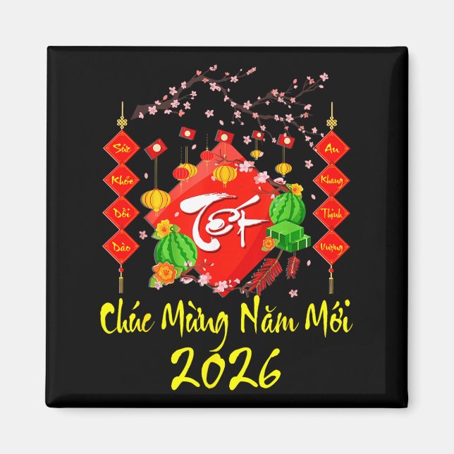 Vietnamese Lunar New Year 2026 Tet Viet Chuc Mung  Magnet (Framsidan)