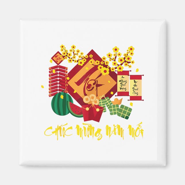 Vietnamese Lunar New Year 2026 Tet Viet Chuc Mung  Magnet (Framsidan)