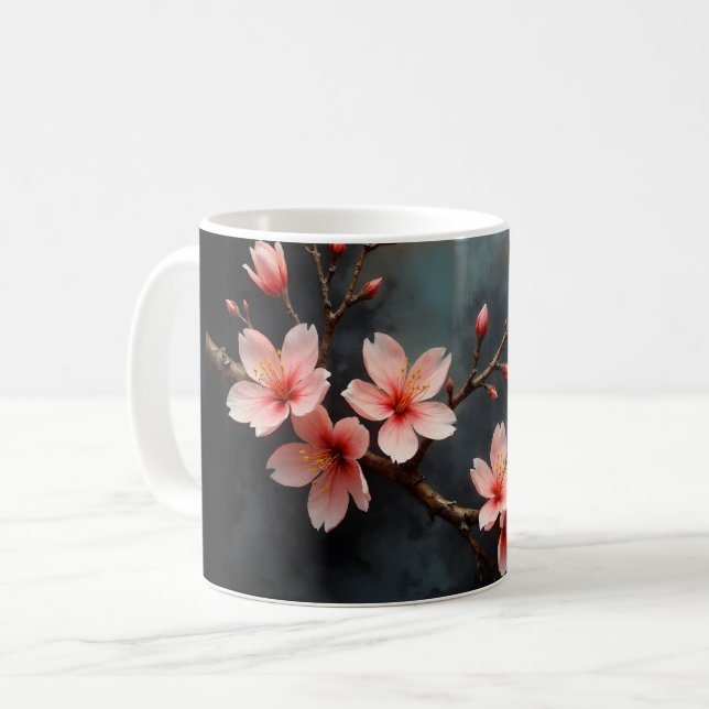 Vietnamese Peach Blossom Art Kaffemugg (Framsida vänster)