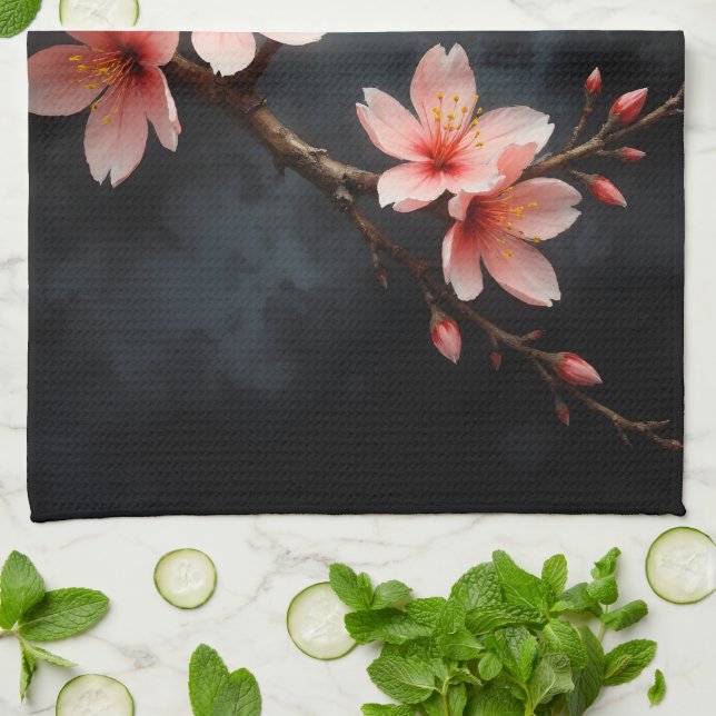 Vietnamese Peach Blossom Art Kökshandduk (Vikta)
