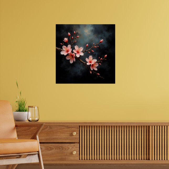 Vietnamese Peach Blossom Art Poster (Vardagsrum 2)