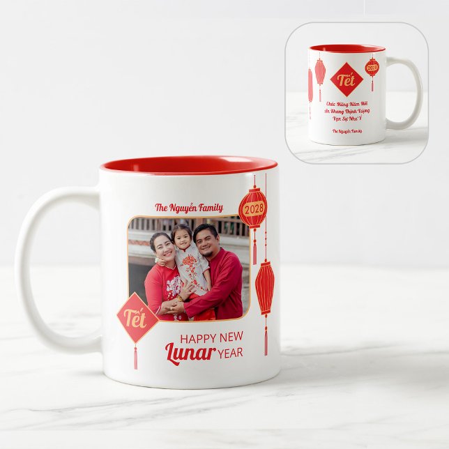 Vietnamese Tết New Year Lantern Photo Två-Tonad Mugg (Skapare uppladdad)