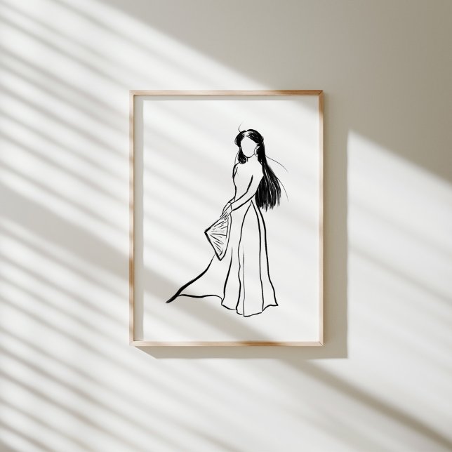 Vietnamesisk Ao Dai Woman med Hat Poster (Skapare uppladdad)