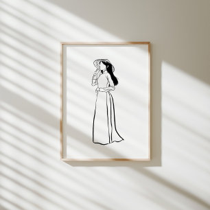 Vietnamesisk Ao Dai Woman med Poster utanför La Bl