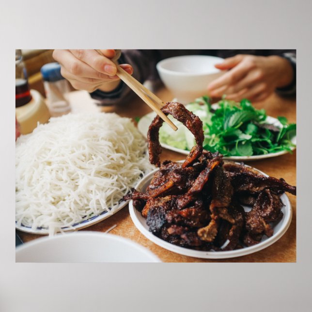 Vietnamesisk bun Cha Eating Asian Mat Poster (Framsidan)