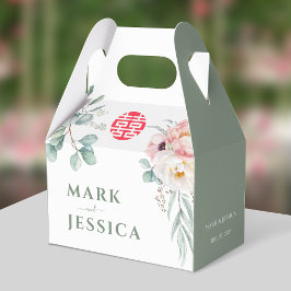 Vietnamesisk Dubbla Happiness Peonies Bröllop Presentaskar