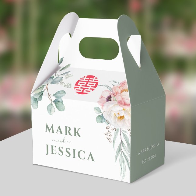 Vietnamesisk Dubbla Happiness Peonies Bröllop Presentaskar (Skapare uppladdad)