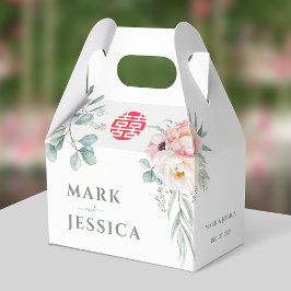 Vietnamesisk Dubbla Happiness Peonies Bröllop Presentaskar
