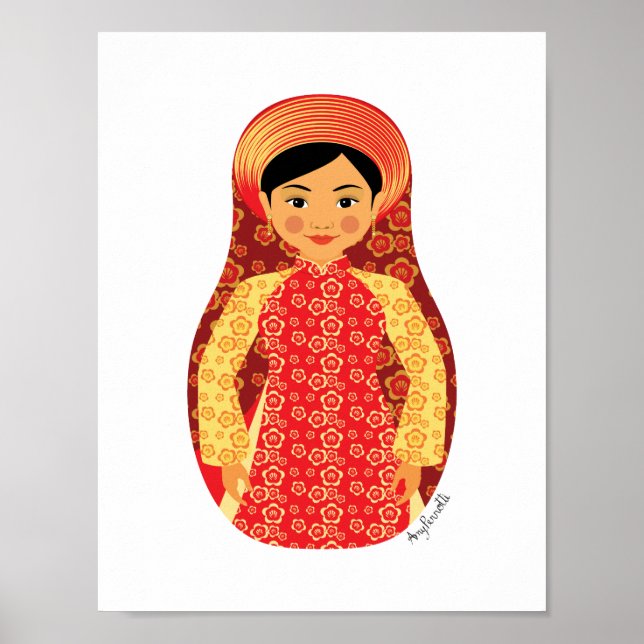 Vietnamesisk Fire Matryoshka Poster (Framsidan)