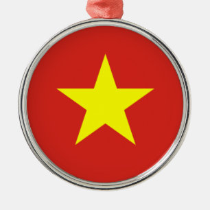Vietnamesisk Flagga (Vietnam) (Gult Star) Julgransprydnad Metall
