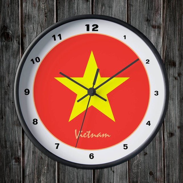 Vietnamesisk Flagga, vietnamesiskt trendig hem/des Rund Klocka (Skapare uppladdad)