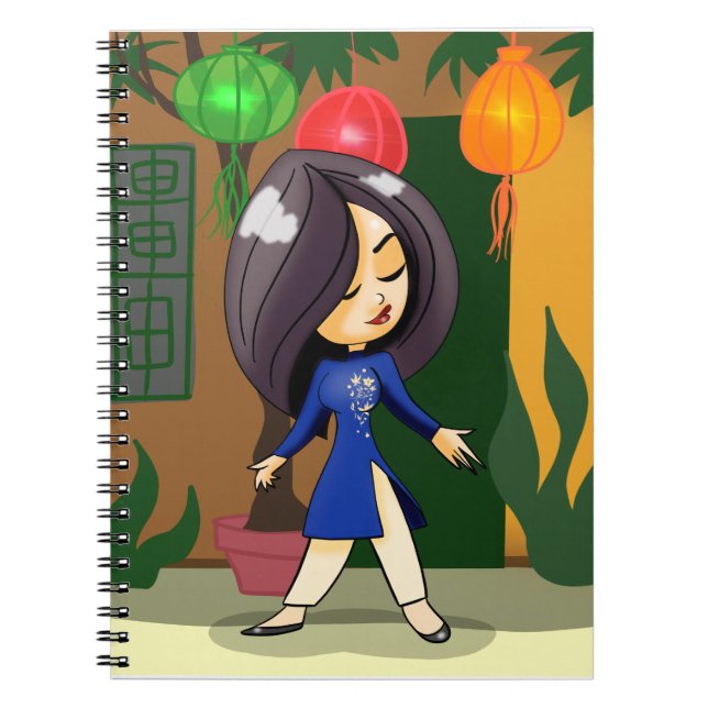 Vietnamesisk flicka i Ao Dai Anteckningsbok (Framsidan)