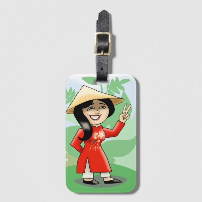 Vietnamesisk flicka i Ao Dai Bagagebricka (Framsida vertikal)