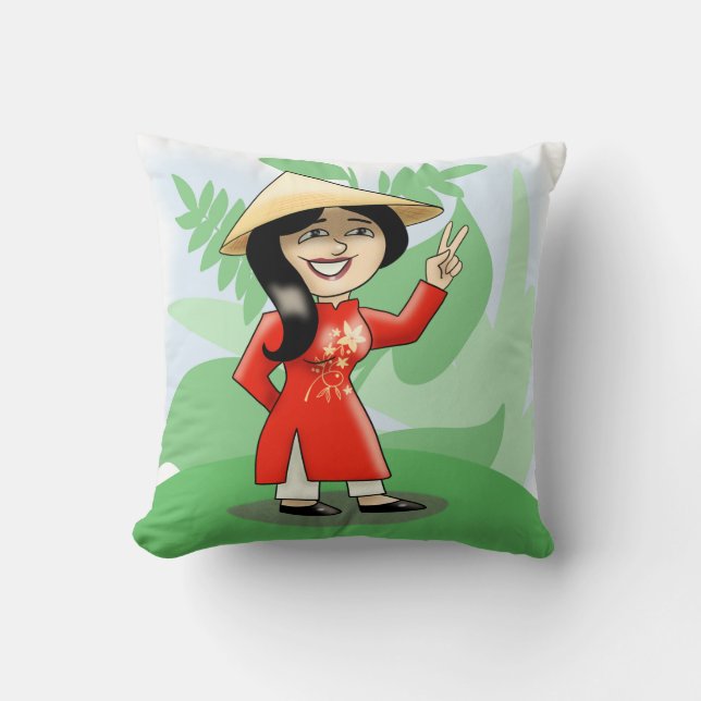 Vietnamesisk flicka i Ao Dai Kudde (Framsida)