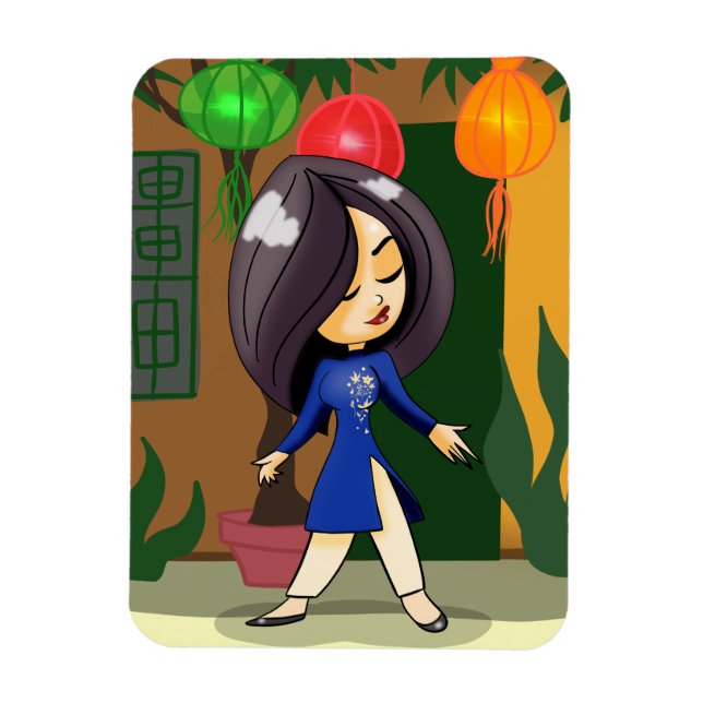 Vietnamesisk flicka i en Ao Dai Magnet (Vertikal)