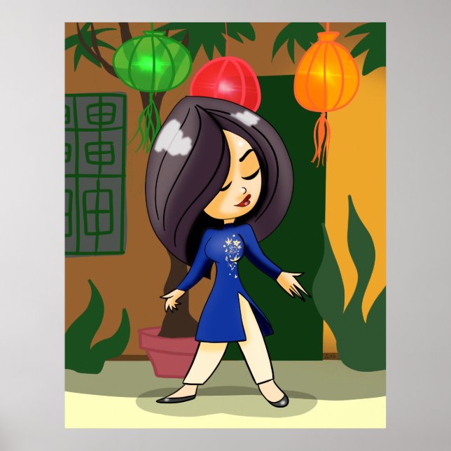 Vietnamesisk flicka i en Ao Dai Poster (Framsidan)