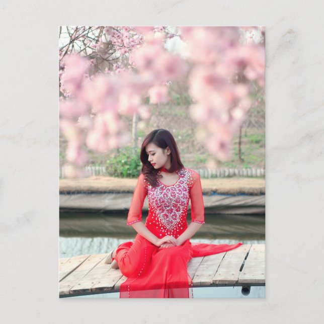 Vietnamesisk kvinna vykort (Framsida)