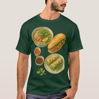 Vietnamesisk mat banh mi och pho-soppa t shirt