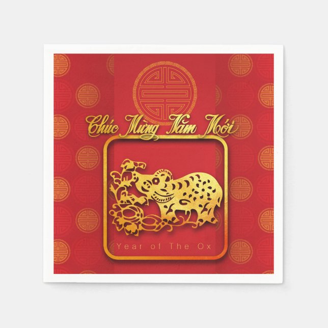 Vietnamesisk nyårsgräns för papper OX PN Pappersservett (Framsidan)