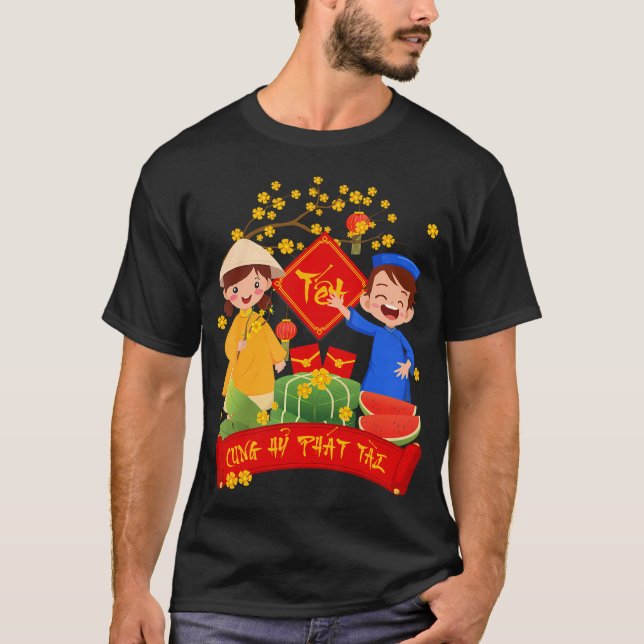 Vietnamesisk nyårshandling 2025 Cung Hy Phat T T Shirt (Framsida)