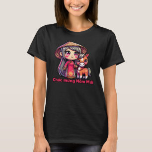 Vietnamesisk nyårskvinna och snake t shirt