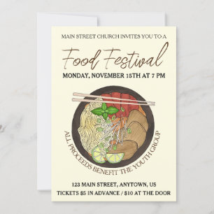 Vietnamesisk Pho Noodles Soppa Cookoff Food Festiv Inbjudningar