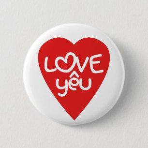 Vietnamesisk Valentine ♥ Kärlek Yêu ♥ asiatisk Ord Knapp