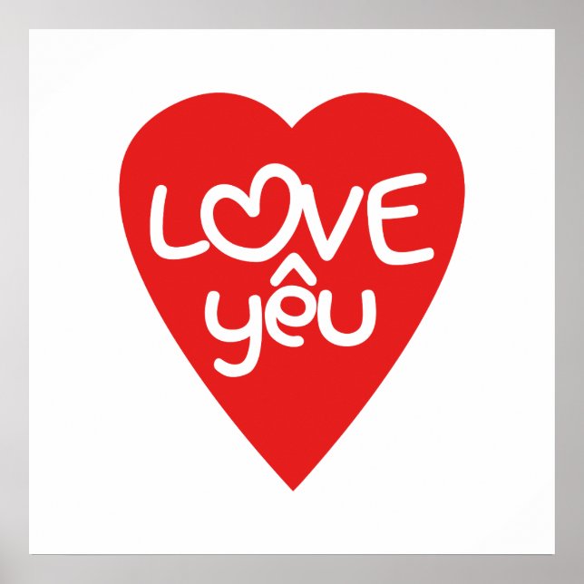 Vietnamesisk Valentine ♥ Kärlek Yêu ♥ asiatisk Ord Poster (Framsidan)
